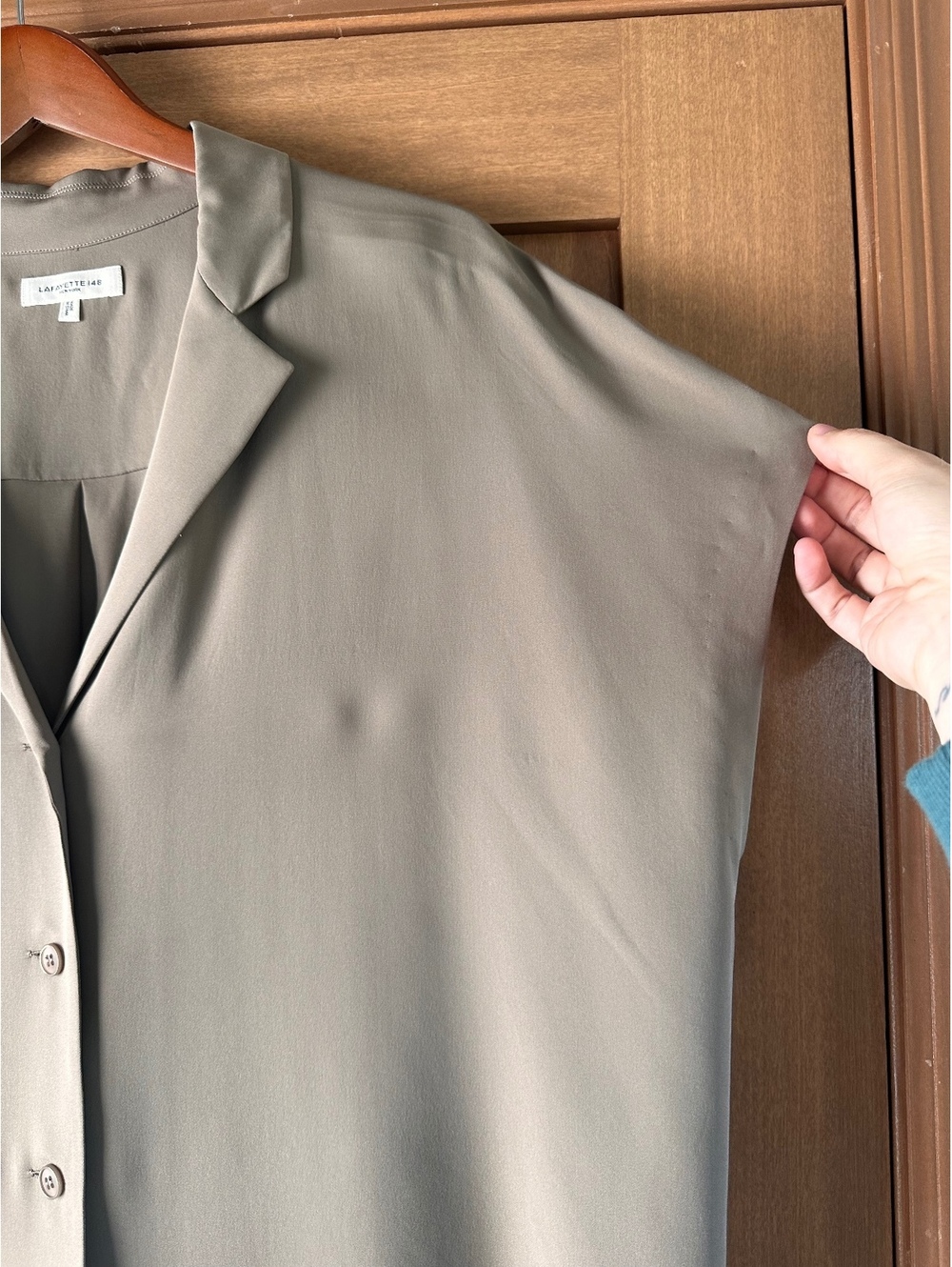 LAFAYETTE 148 New York 100% Organic Silk Georgette Notch Collar Blouse Women XL - Picture 3 of 11